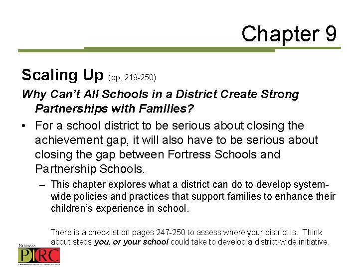 Chapter 9 Scaling Up (pp. 219 -250) Why Can’t All Schools in a District