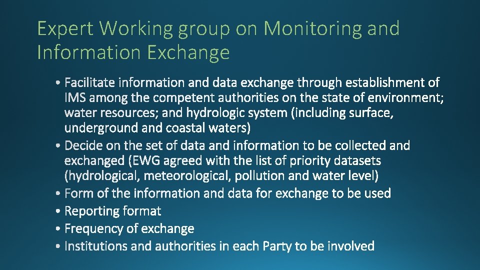 Expert Working group on Monitoring and Information Exchange 