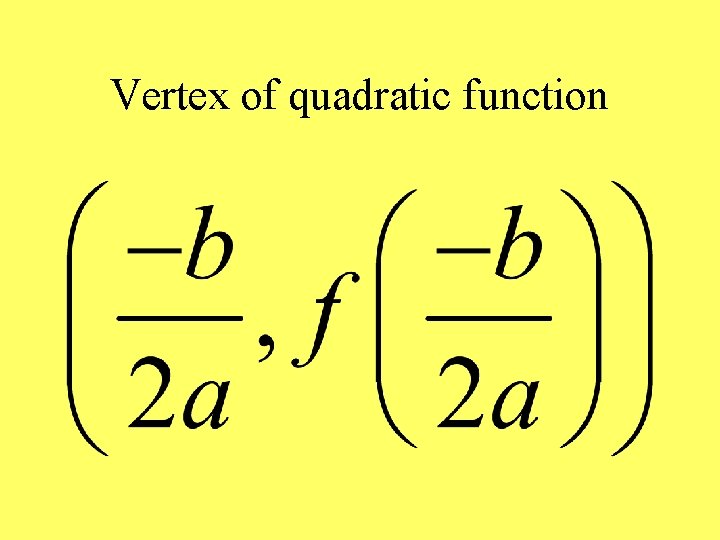 Vertex of quadratic function 