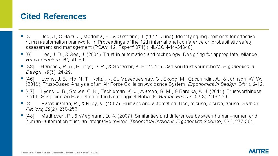 Cited References § [3] § § § Joe, J. , O’Hara, J. , Medema,