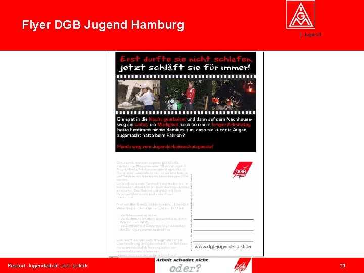 Flyer DGB Jugend Hamburg Jugend Ressort Jugendarbeit und -politik 23 