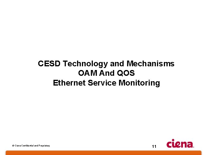 CESD Technology and Mechanisms OAM And QOS Ethernet Service Monitoring March 2010 © Ciena