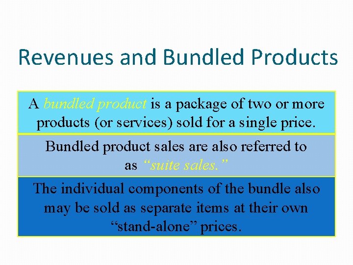 Revenues and Bundled Products A bundled product is a package of two or more