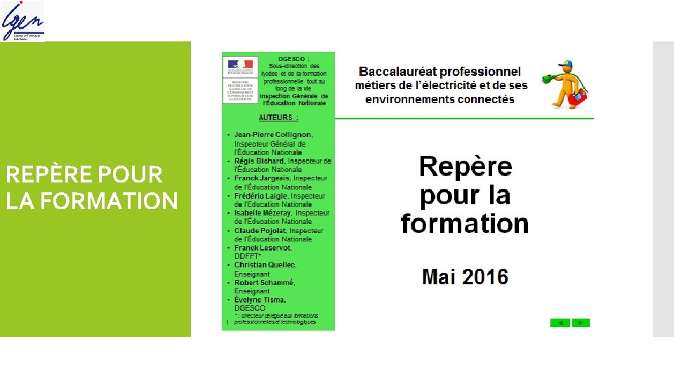 REPÈRE POUR LA FORMATION 