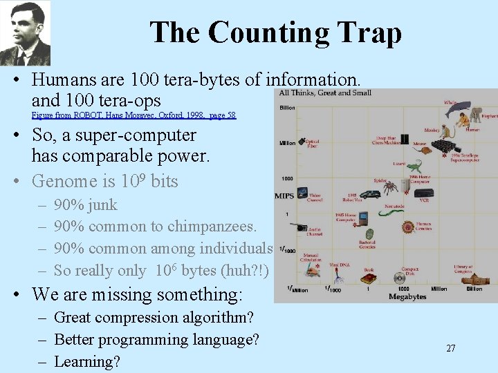 The Counting Trap • Humans are 100 tera-bytes of information. and 100 tera-ops Figure
