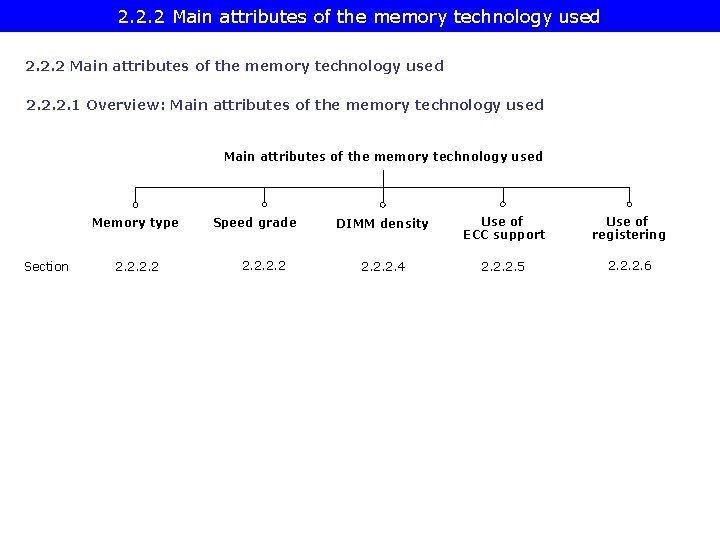 2. 2. 2 Main attributes of the memory technology used 2. 2. 2. 1