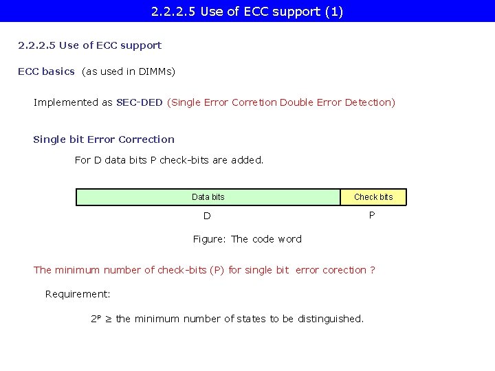 2. 2. 2. 5 Use of ECC support (1) 2. 2. 2. 5 Use