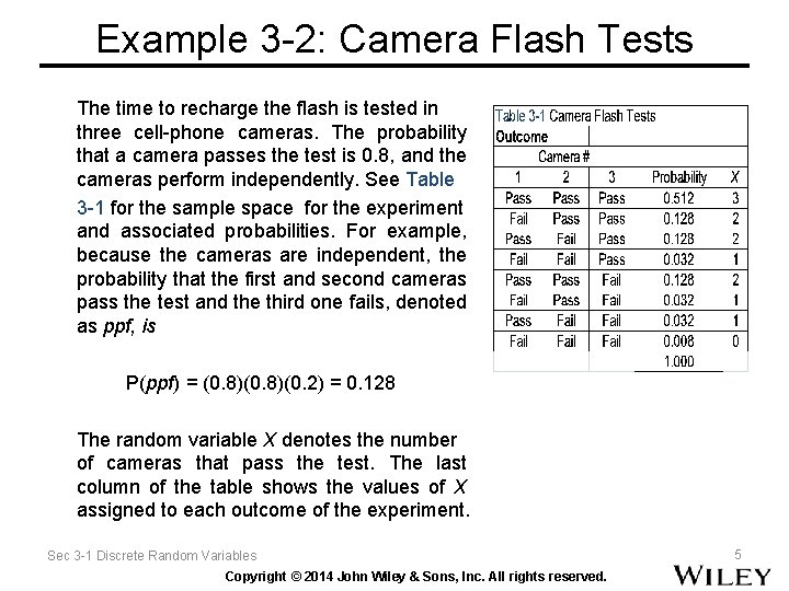 Example 3 -2: Camera Flash Tests The time to recharge the flash is tested