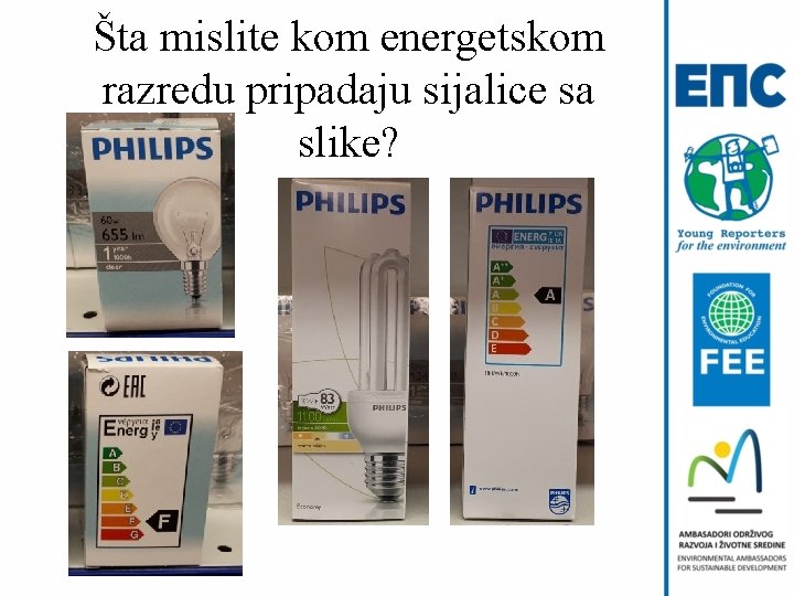 Šta mislite kom energetskom razredu pripadaju sijalice sa slike? 