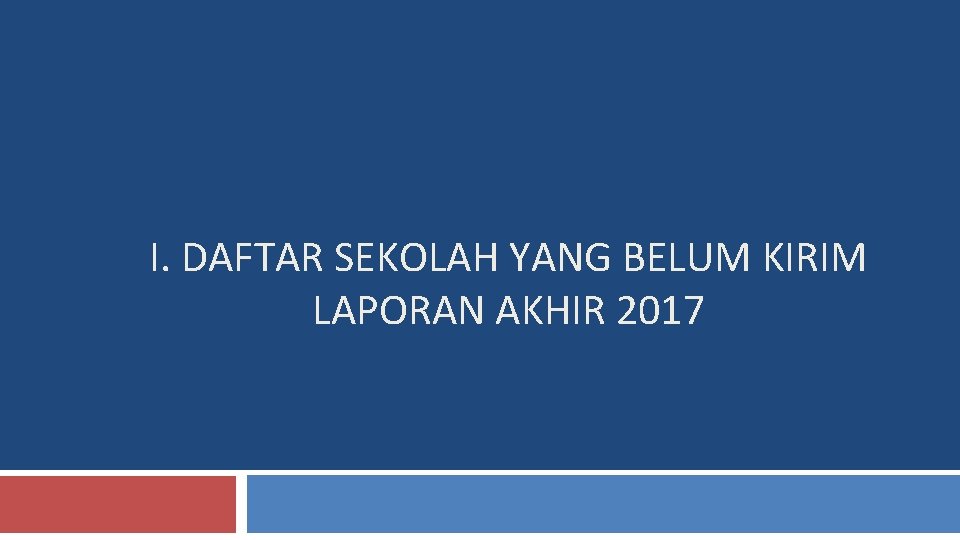 I. DAFTAR SEKOLAH YANG BELUM KIRIM LAPORAN AKHIR 2017 