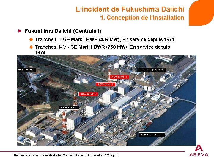 L‘incident de Fukushima Daiichi 1. Conception de l‘installation Fukushima Daiichi (Centrale I) u Tranche