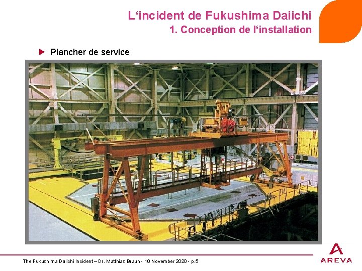 L‘incident de Fukushima Daiichi 1. Conception de l‘installation Plancher de service The Fukushima Daiichi