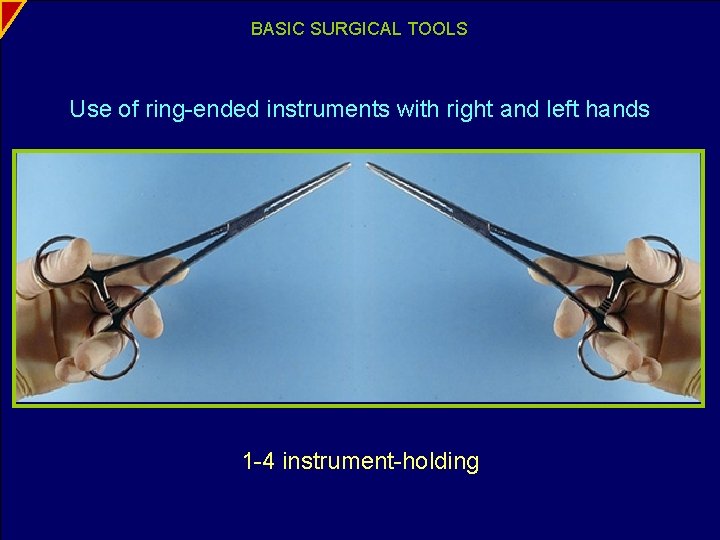 BASIC SURGICAL TOOLS Use of ring-ended instruments with right and left hands 1 -4