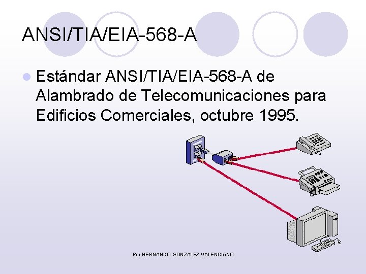 ANSI/TIA/EIA-568 -A l Estándar ANSI/TIA/EIA-568 -A de Alambrado de Telecomunicaciones para Edificios Comerciales, octubre