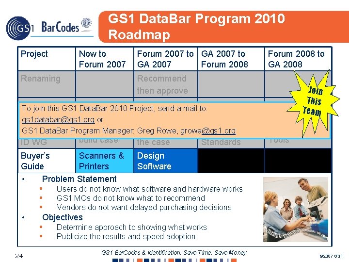 GS 1 Data. Bar Program 2010 Roadmap Project Renaming Now to Forum 2007 to