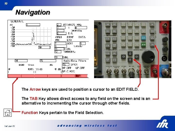 10 Navigation The Arrow keys are used to position a cursor to an EDIT