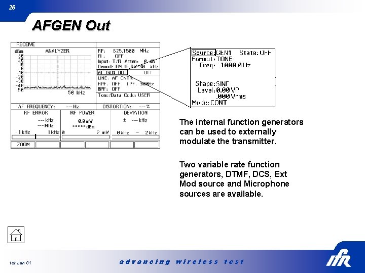 26 AFGEN Out The internal function generators can be used to externally modulate the