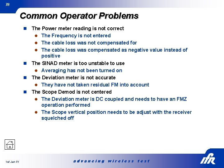 78 Common Operator Problems The Power meter reading is not correct l The Frequency