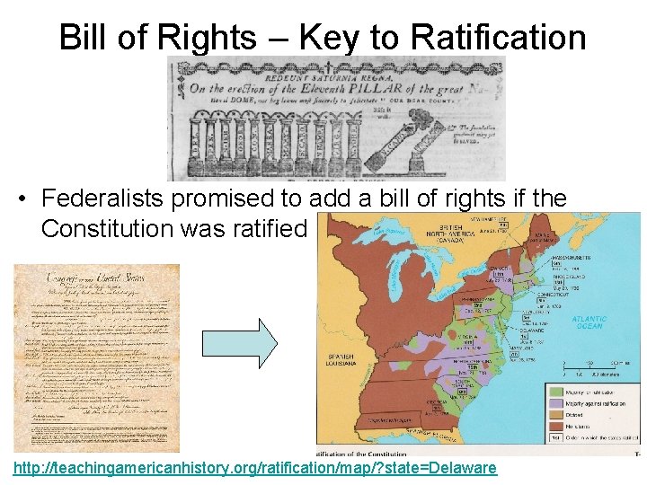 Bill of Rights – Key to Ratification • Federalists promised to add a bill