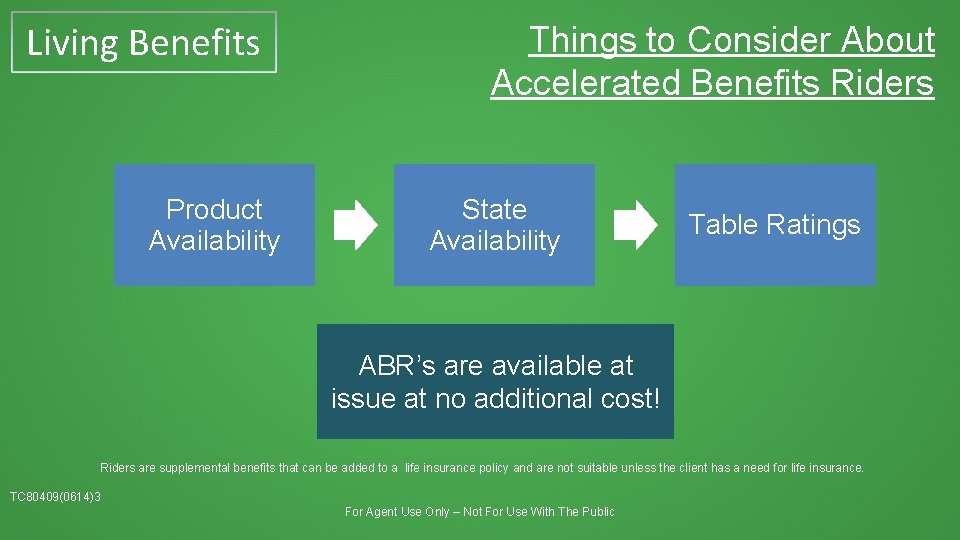 Living Benefits Product Availability Things to Consider About Accelerated Benefits Riders State Availability Table