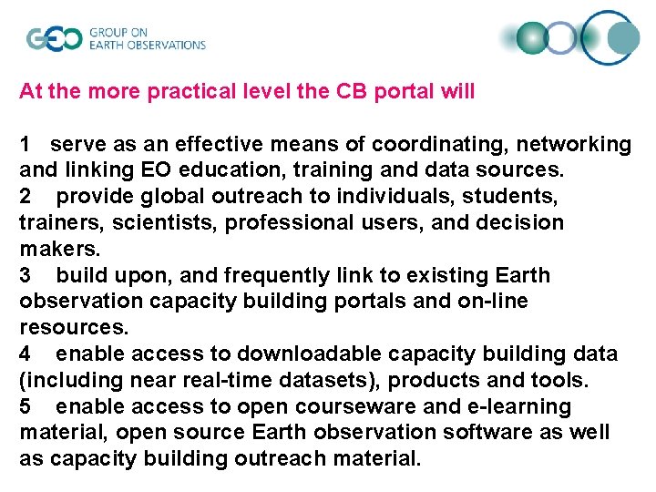 At the more practical level the CB portal will 1 serve as an effective