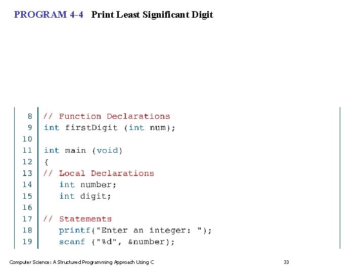 PROGRAM 4 -4 Print Least Significant Digit Computer Science: A Structured Programming Approach Using PROGRAM 4 -4 Print Least Significant Digit Computer Science: A Structured Programming Approach Using