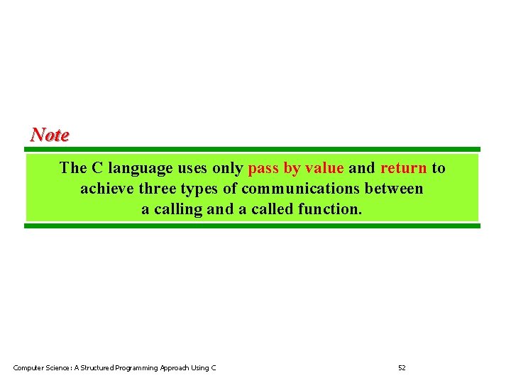 Note The C language uses only pass by value and return to achieve three Note The C language uses only pass by value and return to achieve three