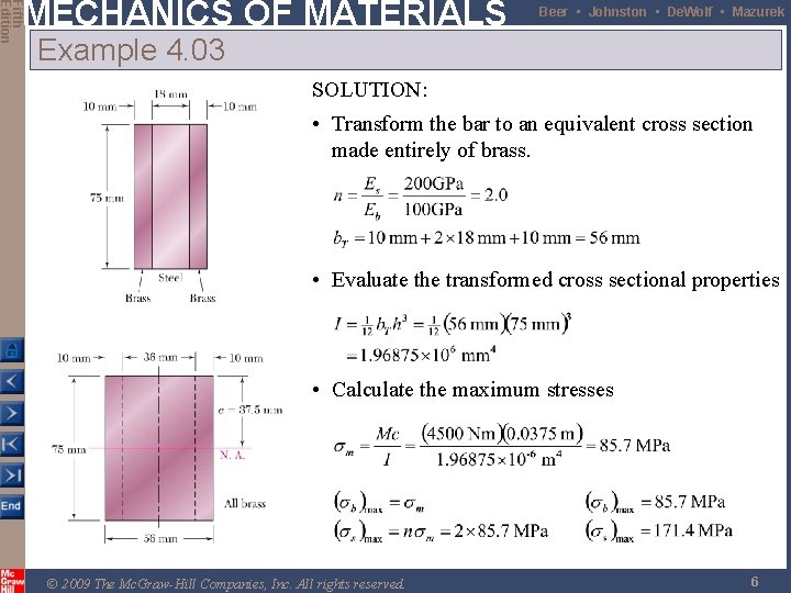 Fifth Edition MECHANICS OF MATERIALS Beer • Johnston • De. Wolf • Mazurek Example