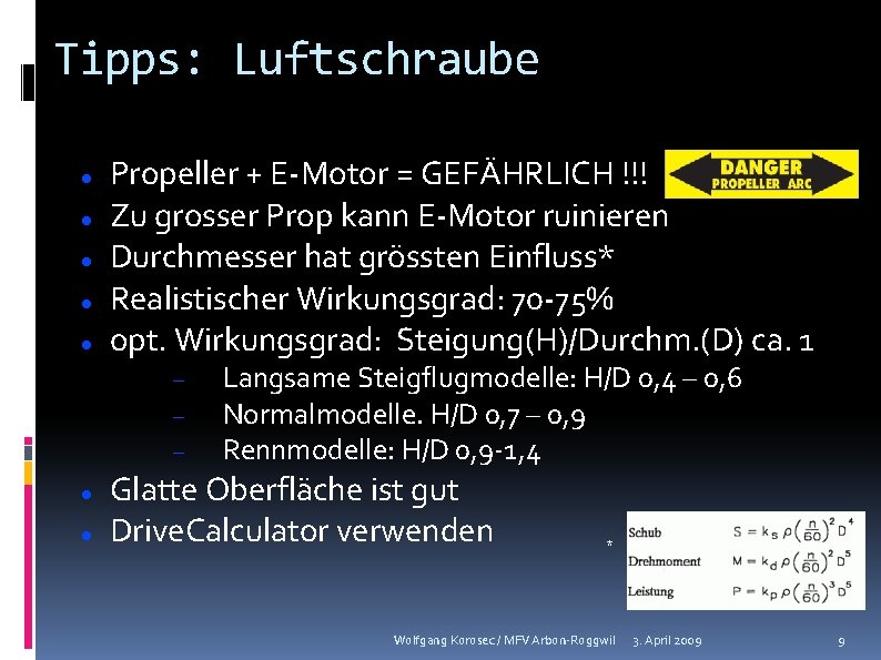 Tipps: Luftschraube Propeller + E-Motor = GEFÄHRLICH !!! Zu grosser Prop kann E-Motor ruinieren