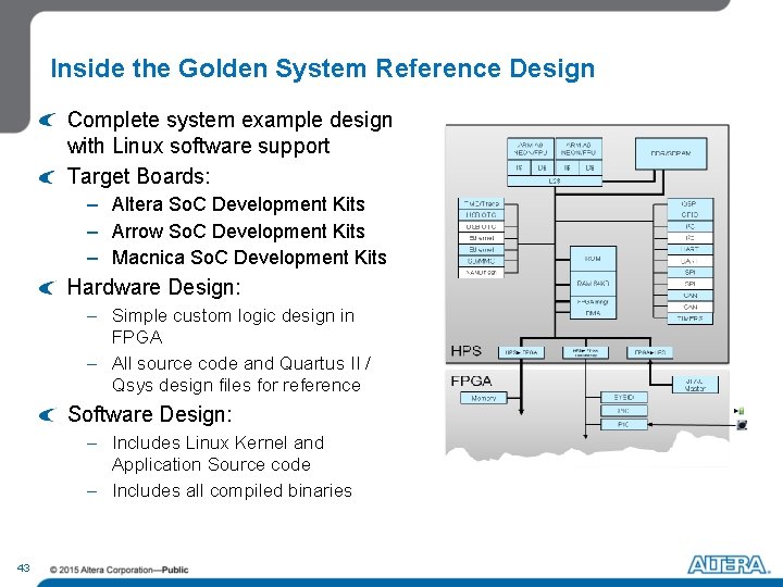 Inside the Golden System Reference Design Complete system example design with Linux software support