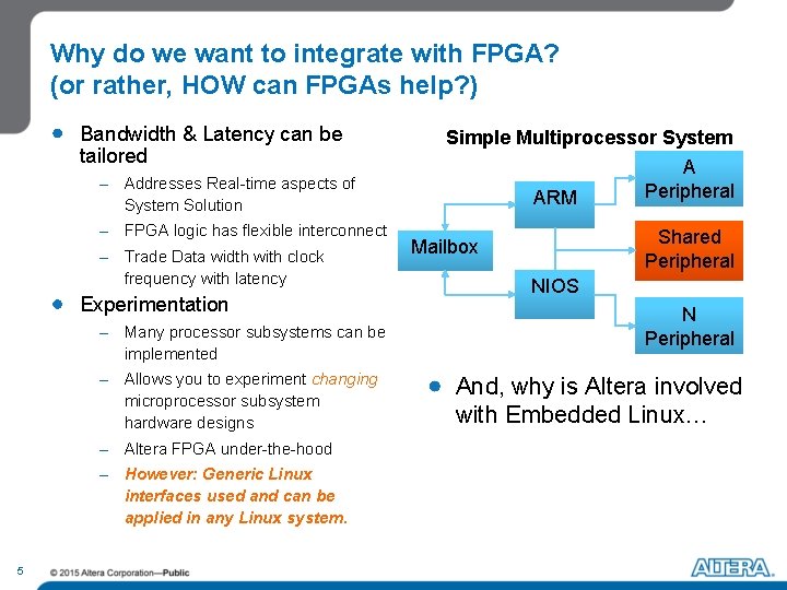 Why do we want to integrate with FPGA? (or rather, HOW can FPGAs help?