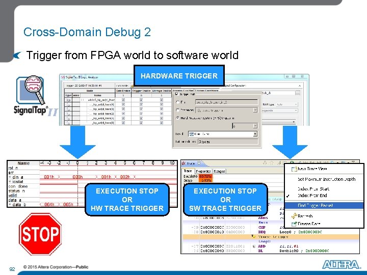 Cross-Domain Debug 2 Trigger from FPGA world to software world HARDWARE TRIGGER EXECUTION STOP