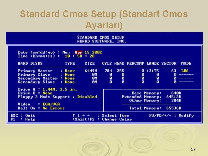 Standard Cmos Setup (Standart Cmos Ayarları) 37 