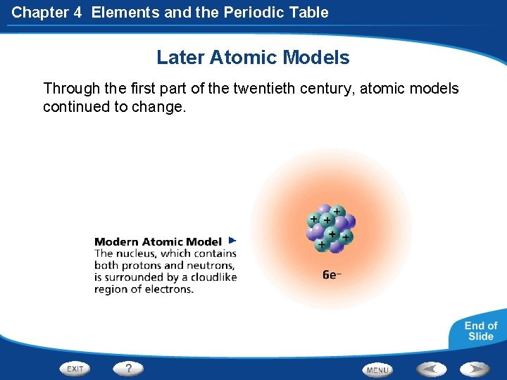 Chapter 4 Elements and the Periodic Table Later Atomic Models Through the first part