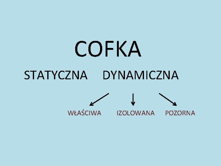 COFKA STATYCZNA WŁAŚCIWA DYNAMICZNA IZOLOWANA POZORNA 