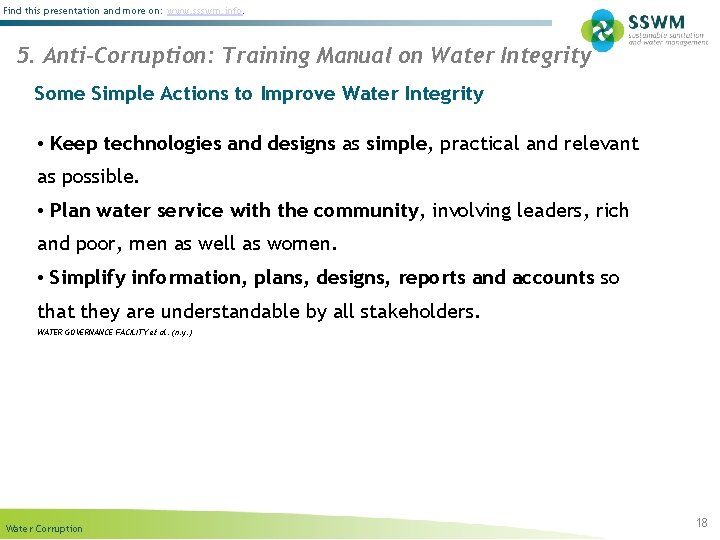 Find this presentation and more on: www. ssswm. info. 5. Anti-Corruption: Training Manual on