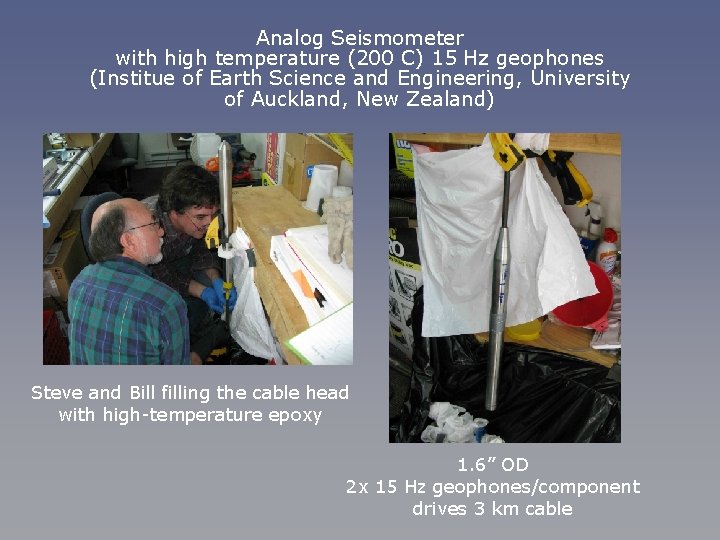 Analog Seismometer with high temperature (200 C) 15 Hz geophones (Institue of Earth Science