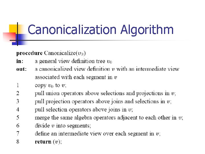 Canonicalization Algorithm 