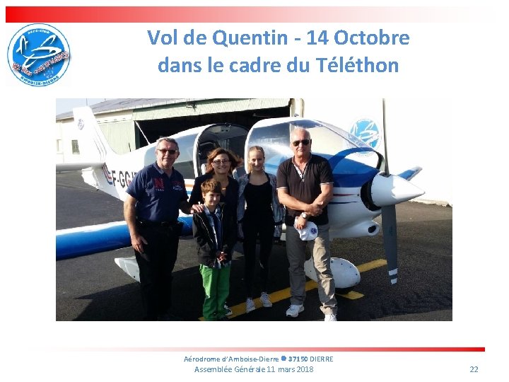 Vol de Quentin - 14 Octobre dans le cadre du Téléthon Aérodrome d’Amboise-Dierre 37150