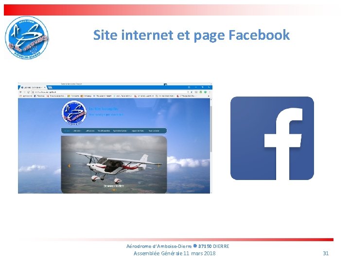 Site internet et page Facebook Aérodrome d’Amboise-Dierre 37150 DIERRE Assemblée Générale 11 mars 2018