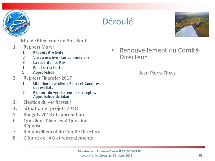 Déroulé Mot de Bienvenue du Président 1. Rapport Moral 2. 1. 2. 3. 4.