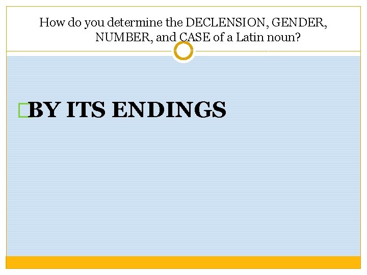 How do you determine the DECLENSION, GENDER, NUMBER, and CASE of a Latin noun?
