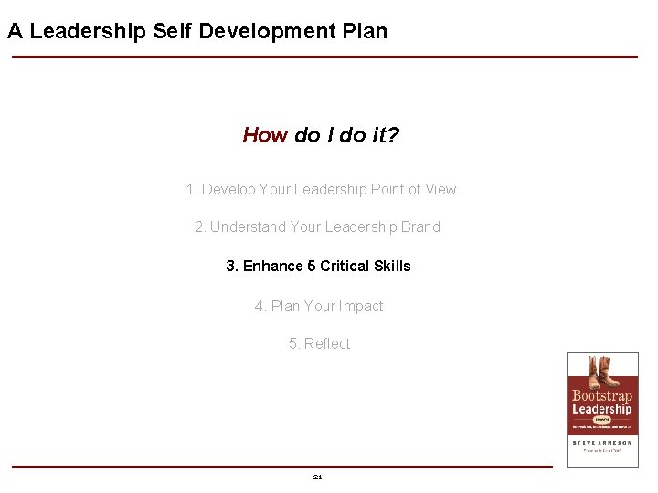 A Leadership Self Development Plan How do I do it? 1. Develop Your Leadership A Leadership Self Development Plan How do I do it? 1. Develop Your Leadership