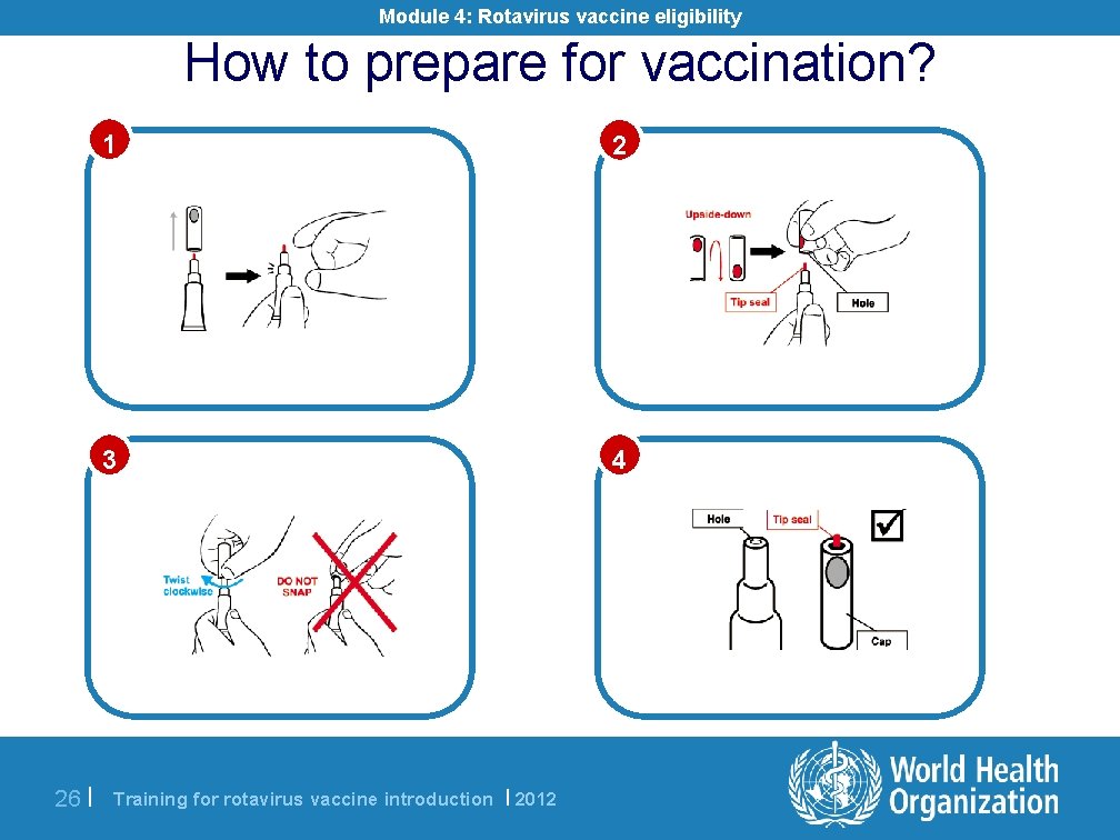 Module 4: Rotavirus vaccine eligibility How to prepare for vaccination? 1 2 3 4