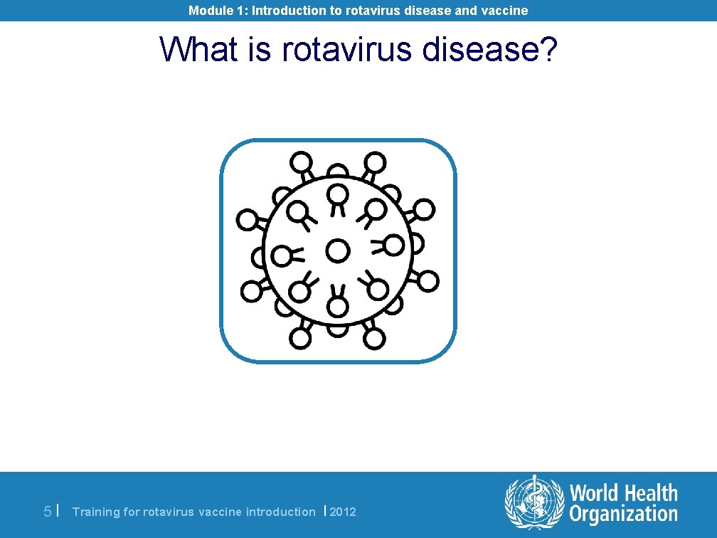 Module 1: Introduction to rotavirus disease and vaccine What is rotavirus disease? 5 |