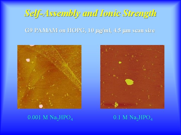 Self-Assembly and Ionic Strength G 9 PAMAM on HOPG, 10 mg/ml, 4. 5 mm