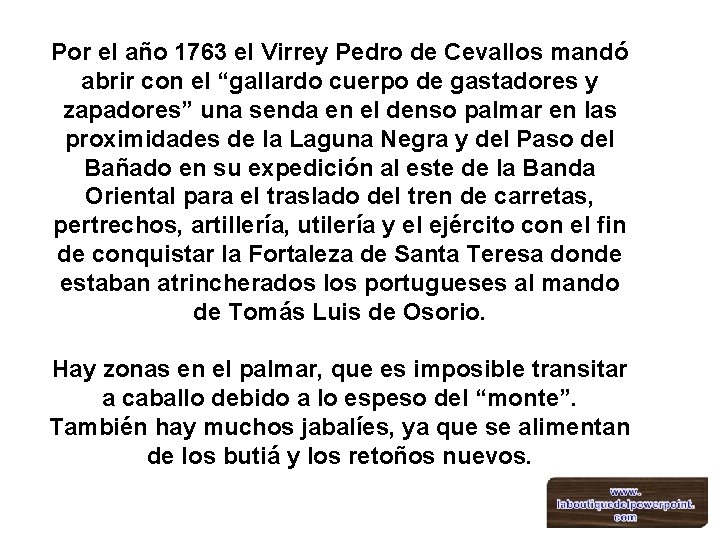 Por el año 1763 el Virrey Pedro de Cevallos mandó abrir con el “gallardo