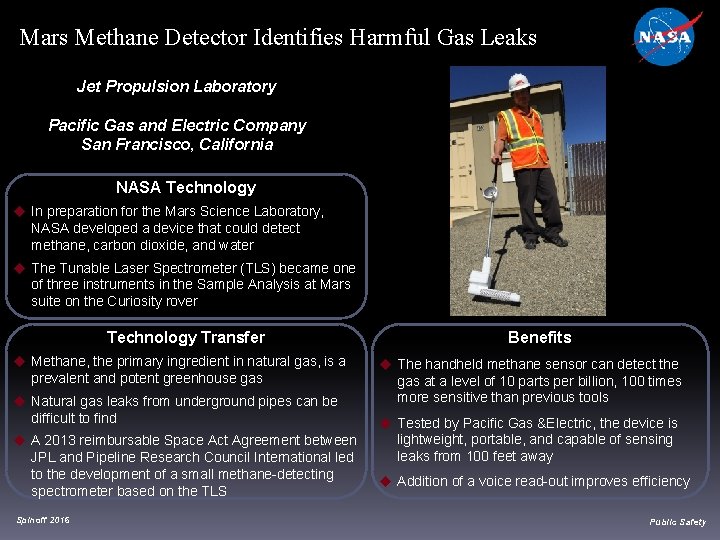 Mars Methane Detector Identifies Harmful Gas Leaks Jet Propulsion Laboratory Pacific Gas and Electric