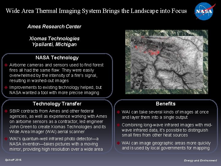 Wide Area Thermal Imaging System Brings the Landscape into Focus Ames Research Center Xiomas