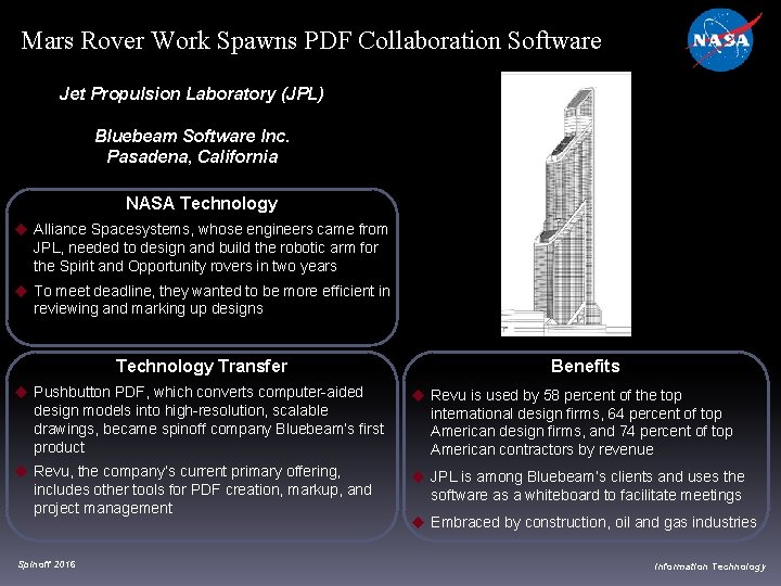 Mars Rover Work Spawns PDF Collaboration Software Jet Propulsion Laboratory (JPL) Bluebeam Software Inc.